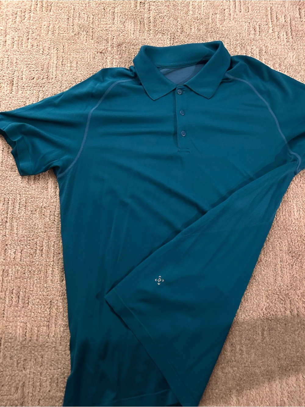 lululemon athletica Men's Teal Polo Performance Shirt - Picture 2 of 3